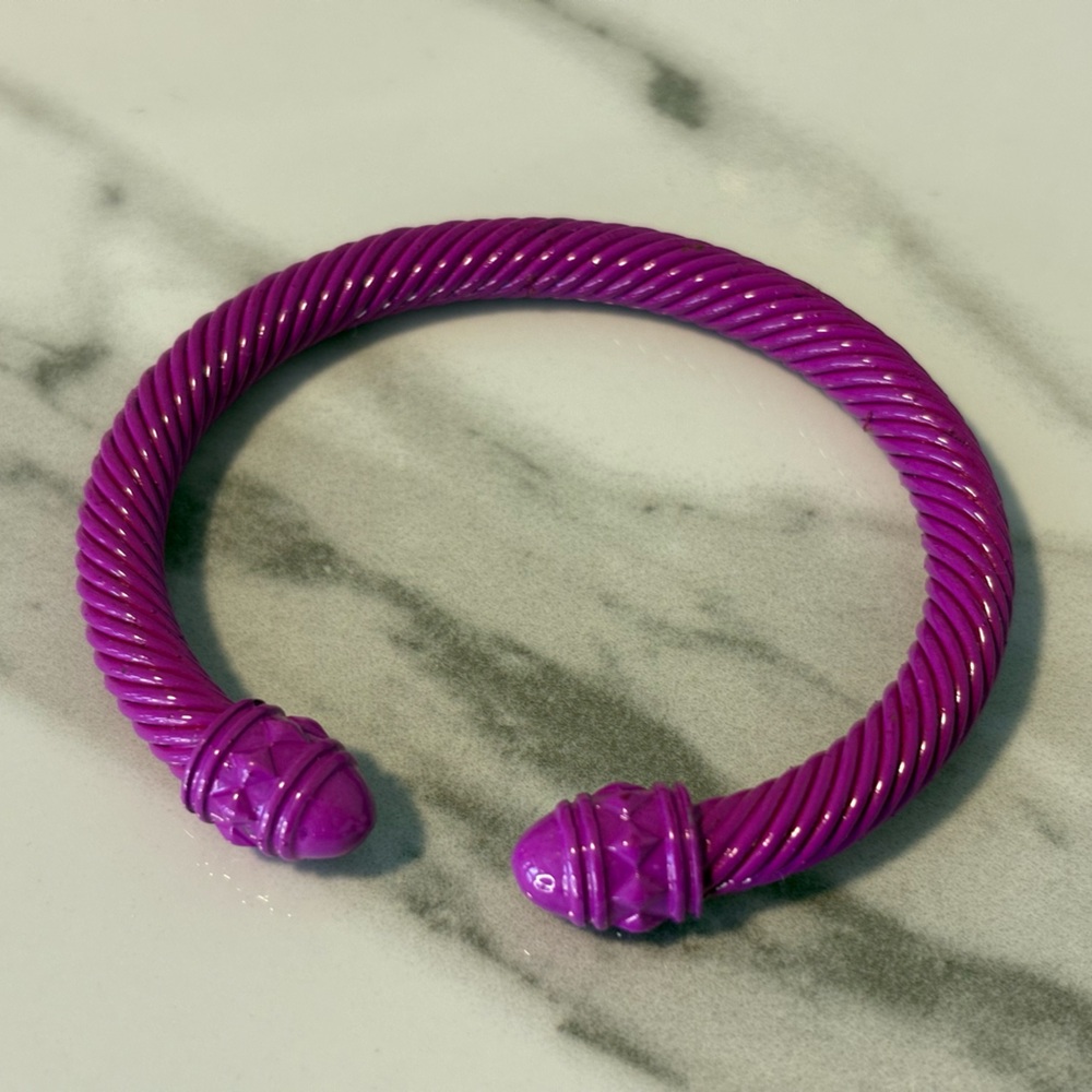 Purple Twisted Cord Cuff Bangle. 7 1/2” adjustable